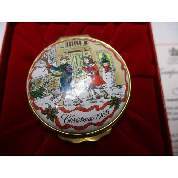 Enamel Box, Halcyon Days, Christmas 1985, Snuff Box, Pill Box, Jewelry box, - Picture 1 of 9